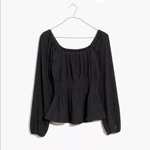 Madewell Square-neck Smocked Top NWT